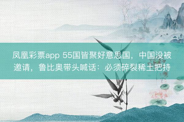 凤凰彩票app 55国皆聚好意思国,中国没被邀请,鲁比奥带头喊话:必须碎裂稀土把持