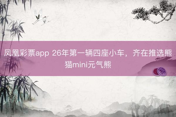 凤凰彩票app 26年第一辆四座小车,齐在推选熊猫mini元气熊