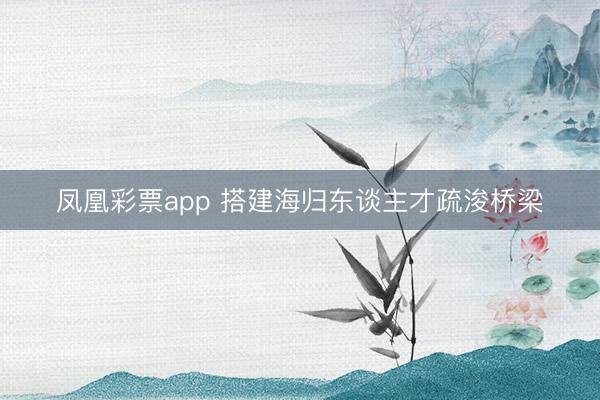 凤凰彩票app 搭建海归东谈主才疏浚桥梁